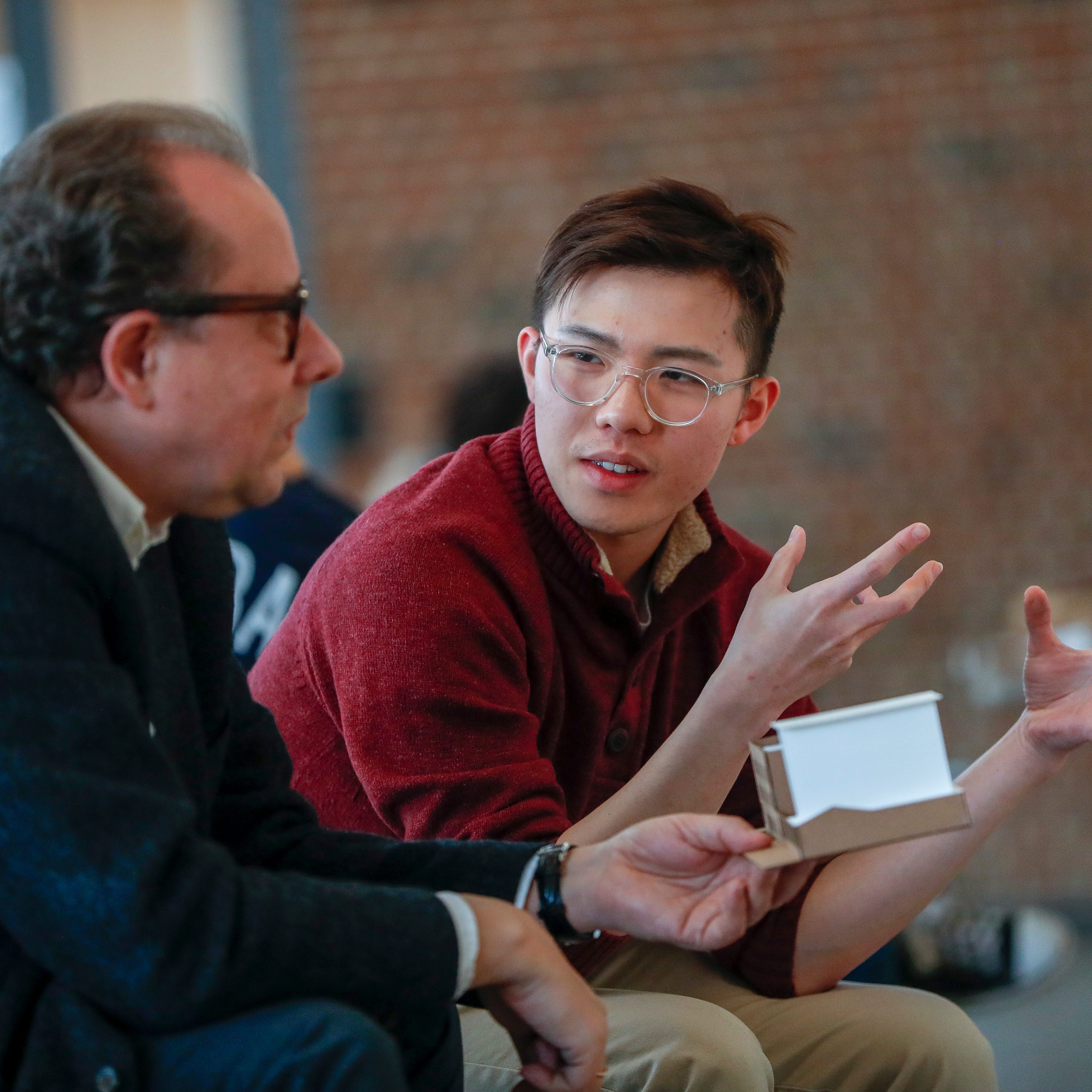 Student speaking to instructor